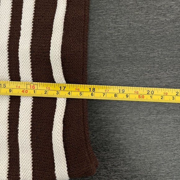 St. John Sport By Marie Gray Brown White Stripped Cropped Knit LS Sweater, Size - Picture 6 of 6